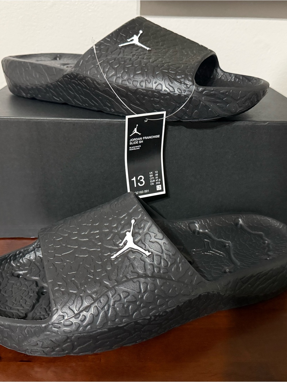 Jordan Franchise Shower Slides 'Black White' Men's Sandals HQ2163-001 Size 13